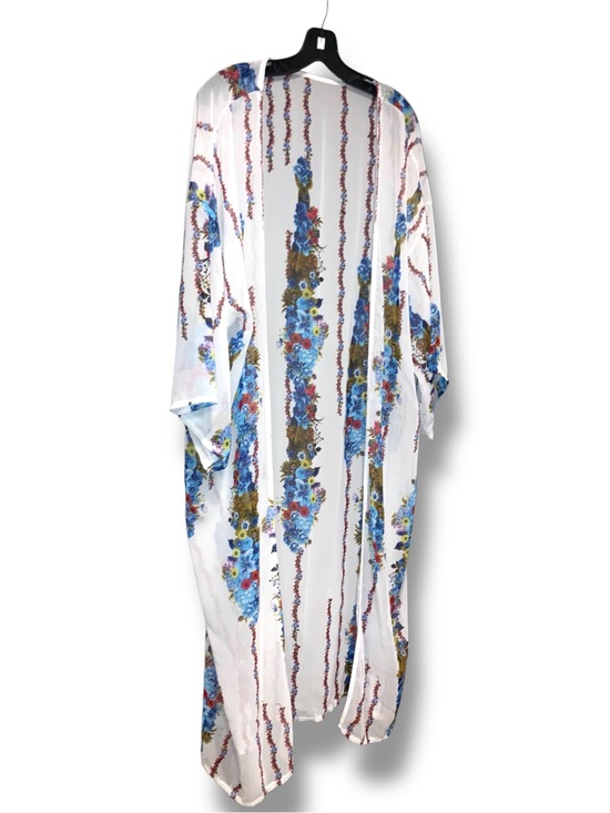 Other - Kimono Swimsuit Cover-up White with Floral Stripes NWOT